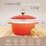 nuovva Enamelled Cast Iron Dutch Oven 7.3 Qt Ceramic Pot Orange 30cm view 2