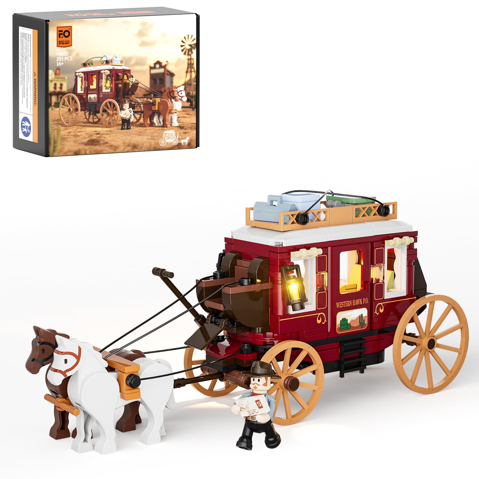 Photo 1 of FUNWHOLE Western Stagecoach Lighting Building-Bricks Set