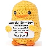 MBL Birthday Gifts for Women Men - Quacky Birthday, You are Awesome Happy Funny Thanksgiving Christmas Stocking Stuffers Crochet Duck for Him Her Teen Boys Girls Sister Best Friends Female Coworkers