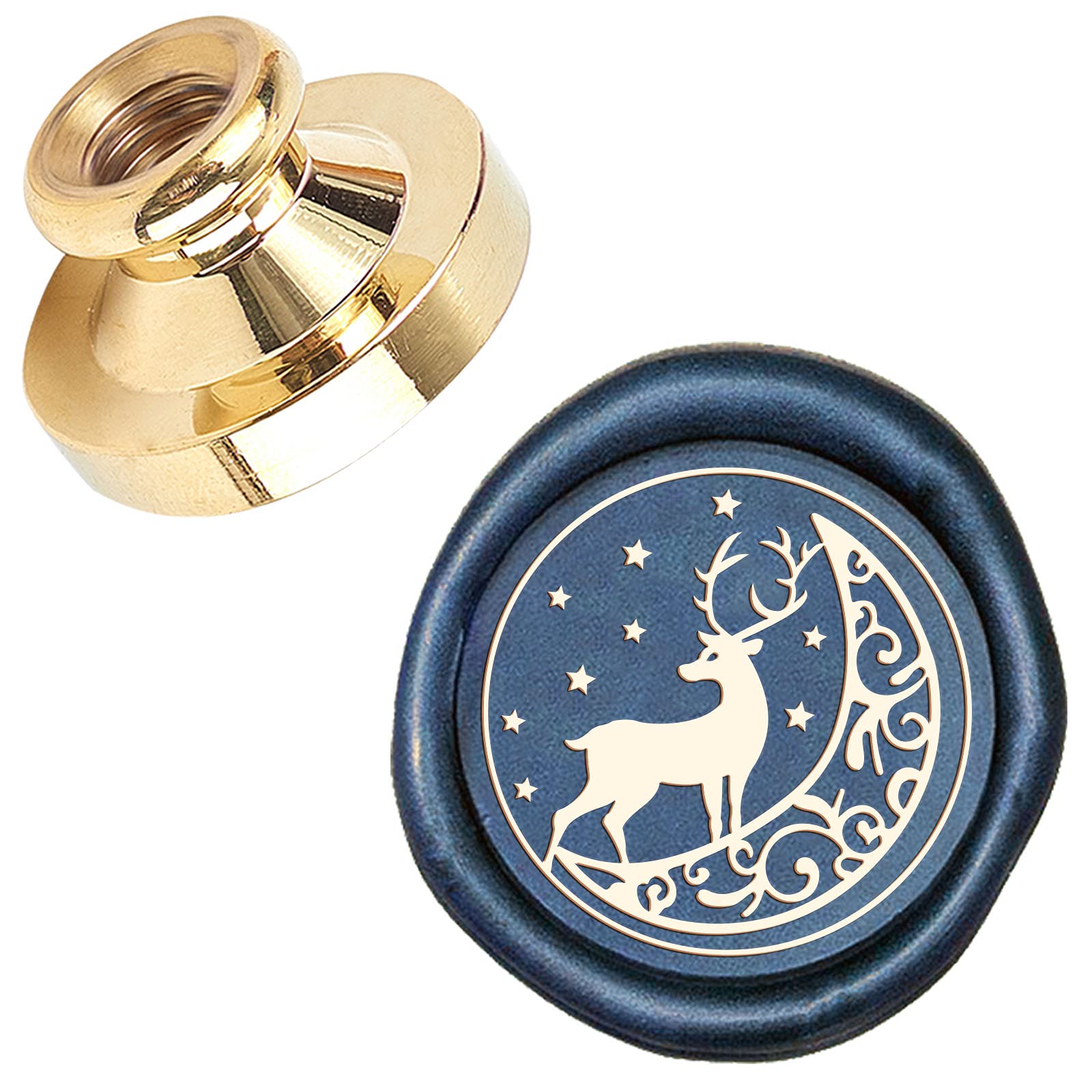 CRASPIRE Moon Deer Wax Seal Stamp Head Replacement 25mm Vintage Sealing Wax Stamp Heads Only for Envelopes Cards Invitations Wedding Halloween Christmas New Year Party