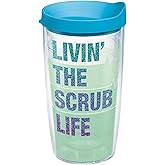 Tervis Nurse Scrub Life Made in USA Double Walled Insulated Tumbler Travel Cup Keeps Drinks Cold & Hot, 16oz, Clear