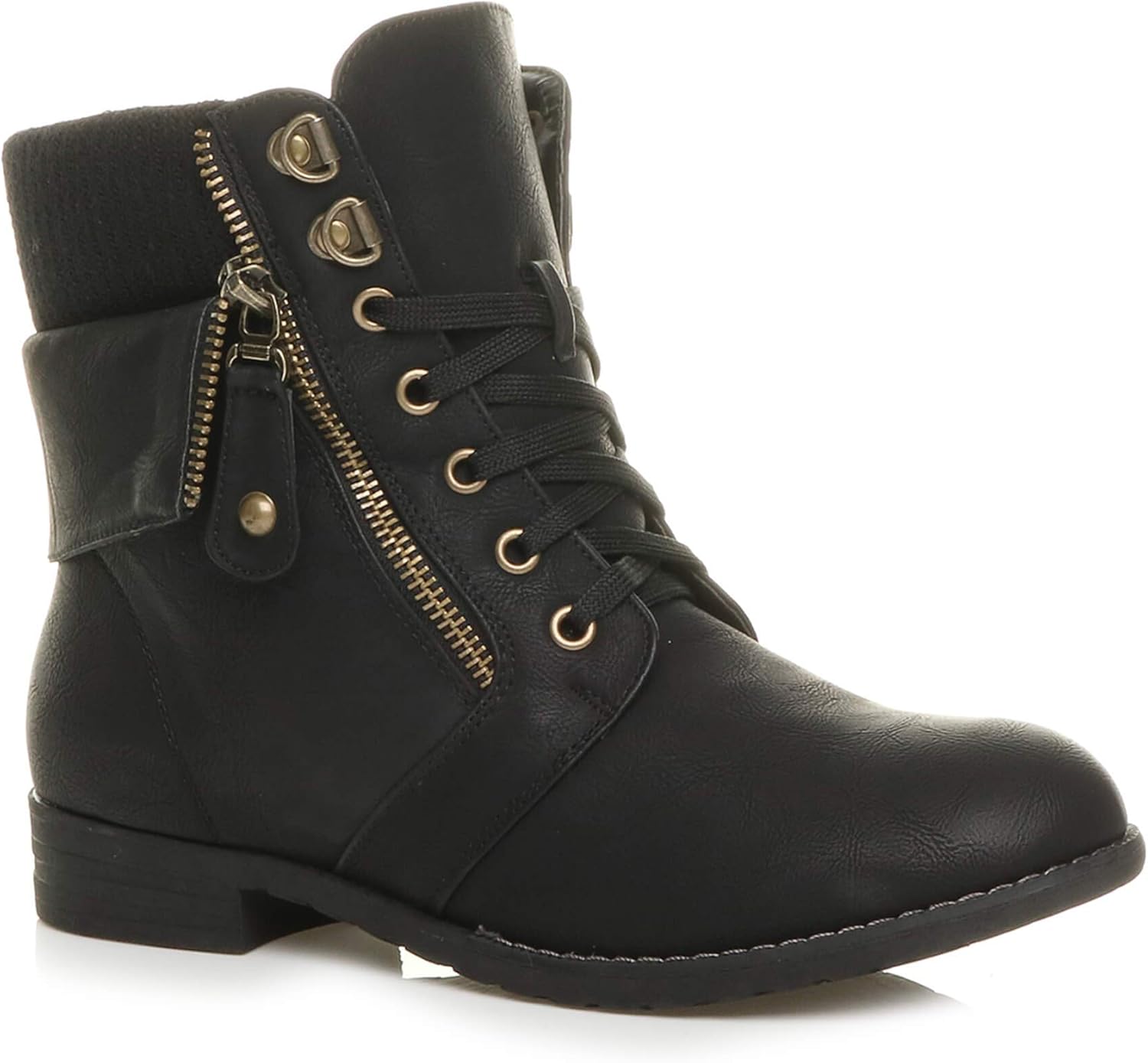 knit collar lace up boots