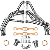 Polished Stainless Steel Long Tube Headers SBC Chevy GMC 1973&ndash;1987 C10 K10 C20 K20 C30 K30 Blazer Suburban Jimmy 265 283 305 307 327 350 400 V8 Copper Collector &amp; Multi-Layer Copper Fiber Gaskets Fits