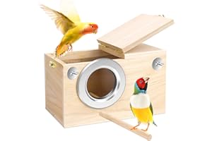 CZWESTC Parrot Breeding Box with Transparent Observation Window, Wooden Parakeet Nesting Box, Bird Breeding Box, Bird Cage House for Cockatiel Lovebirds Budgie Finch Parrotlets Canary(8'')