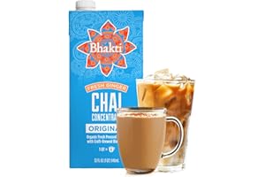 Bhakti Chai Tea Concentrate | Original, Organic Fresh Ginger, Black Tea, Sweetened, Spiced, Dairy-Free, Vegan, 32oz