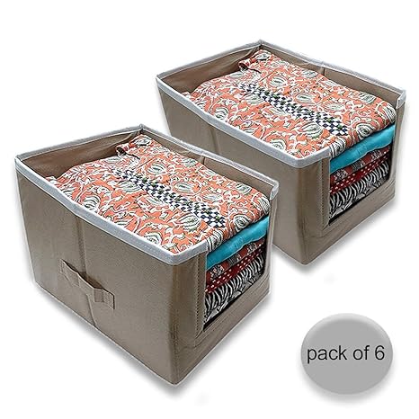 Arvana Set Of 6 Piece Non Woven Storage Box Top Kurti Organizer