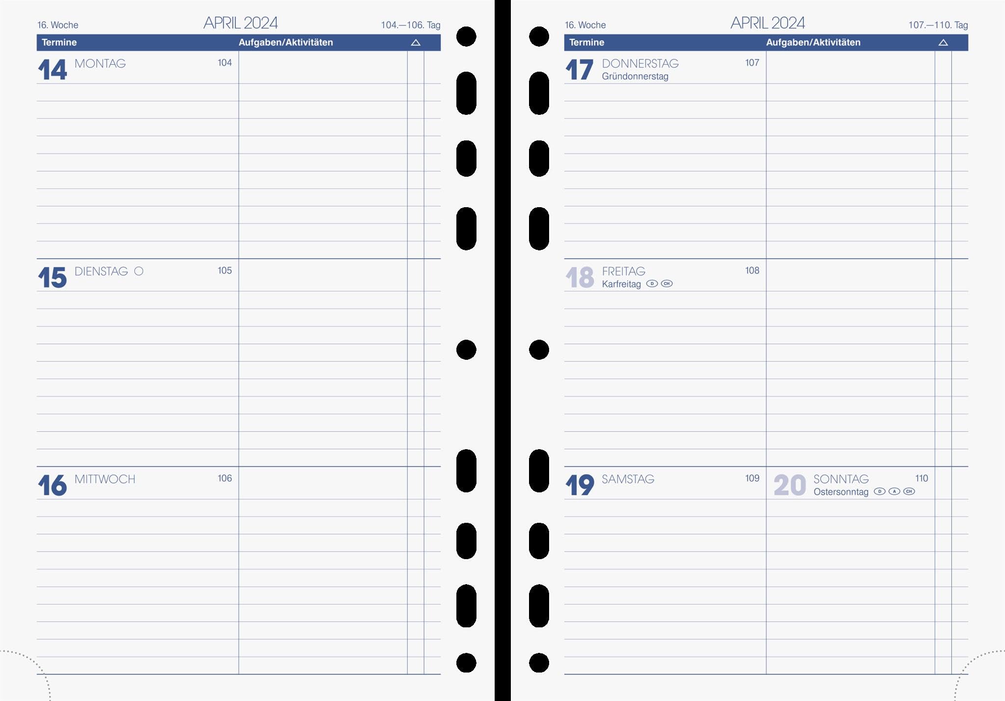 BRUNNEN Business 2024 Weekly Calendar 2 Pages = 1 Week A5 White
