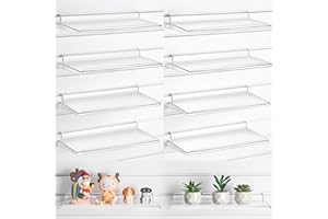 Briwooody 8 Pack Slatwall Shelves 14.5 x 5.9 in Plastic Clear Panel Shelve Wall Mount Hanging Slatwall Accessories Organize for Retail Display Garage Home Shoe Store Boutiques Supplies