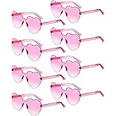 Frienda 8 Pairs Heart Shaped Sunglasses for Women Rimless Heart Glasses Candy Color Sunglasses for Party Favor