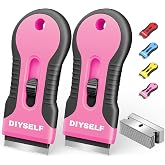 DIYSELF 2 Pack Razor Blade Scraper, Razor Scraper with 10 Spare Blades | Retractable Blade Design, Ergonomic Scraper Tool for Glass Stovetops, Razor Scraper for Stickers, Paint and Residue
