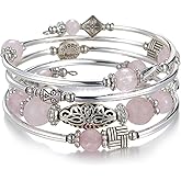 BULINLIN Layered Wrap Bangle Turquoise Bracelet - Bead Bracelet with Natural Agate Stone, Gifts For Women