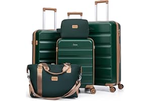 Eeeza Luggage Sets 5 Piece, Suitcases with Wheels,ABS Hard Case Luggage with TSA Lock Spinner Wheels,Carry On Luggage Set (Green,20/24/28 Inch)