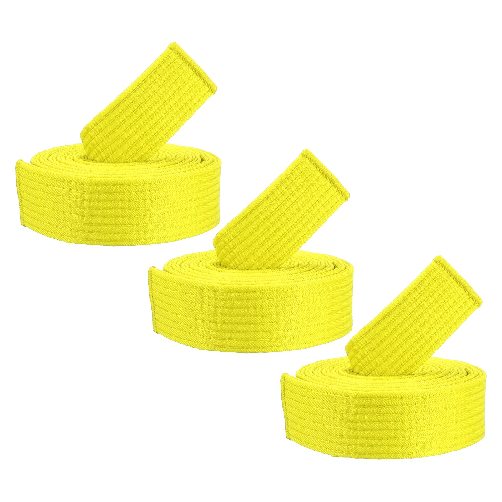 PATIKIL Taekwondo Colored Ranking Belts, 3 Pack 1.6" x6.6FT Polyester Martial Arts Colored Ranking Belt for Coach Teaching Practice, Yellow