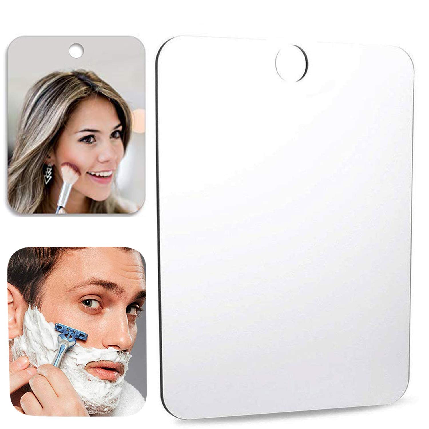 XoYo Fogless Shower Mirror (5.9inX3.94in), Includes 1 Adhesive Hooks, Anti-Fog Frameless Wall Hanging Makeup & Shaving Bathroom Accessory (Small)