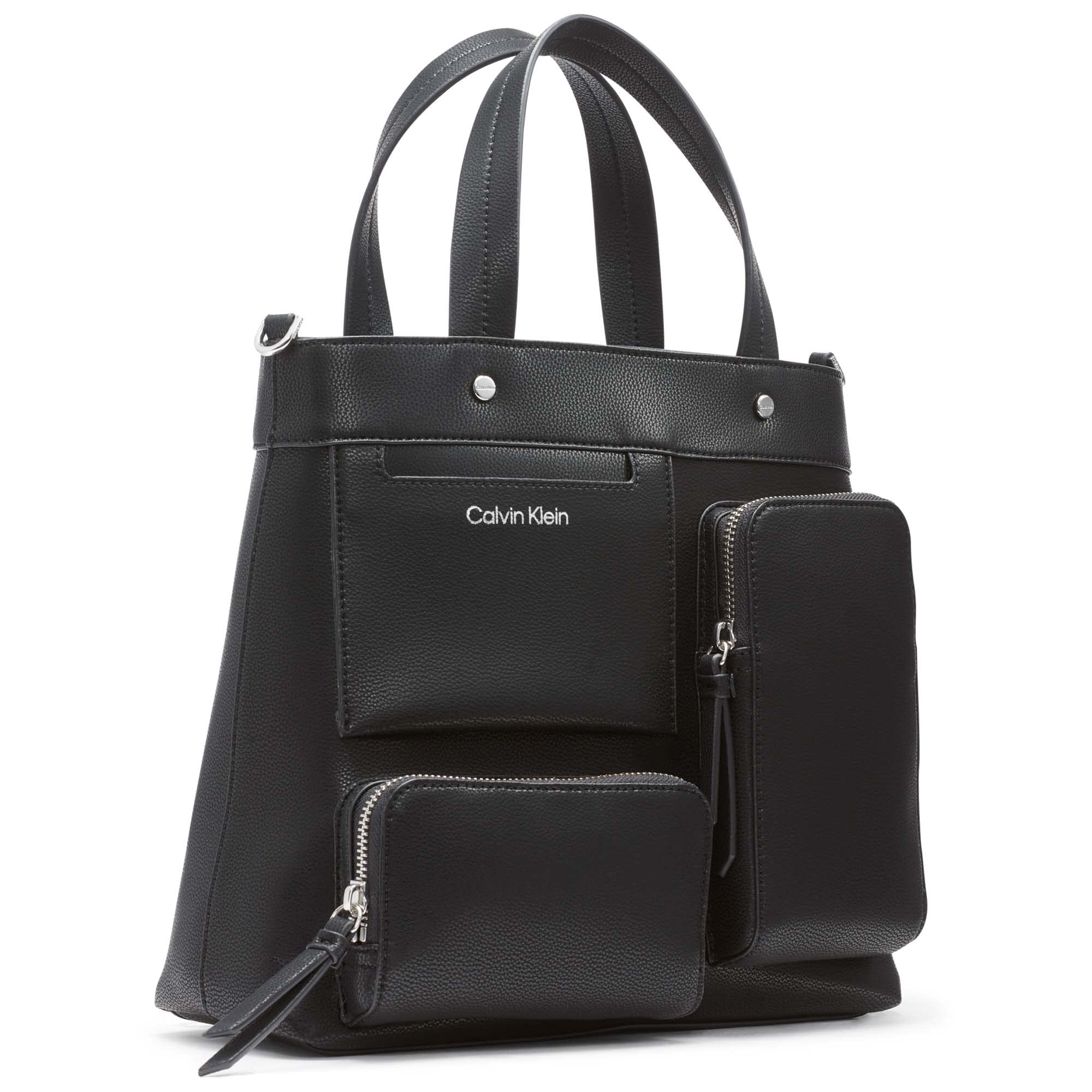 Calvin Klein Ember Organizational Backpack, Black/Silver,One Size