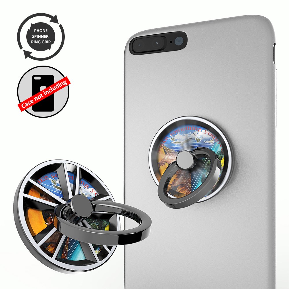 Finger Phone Ring Stands-Finger Spinner Knob Portion Function for Smart Cellphone Mount (Black & Siliver)