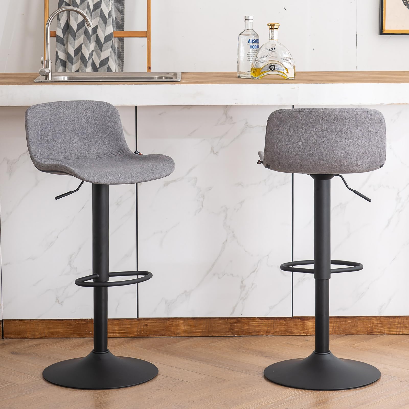 YOUTASTE Fabric Grey Bar Stools Set of