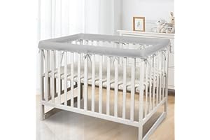 MZRON 4Pc Crib Rail Covers Sets,Rail Guard for TeethingSoft Anti-Collision Strip Corner Cover, Suits for Most Standard Bed (4pc-Gray)