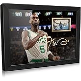 ORIMAMI Gifts for Basketball Player Kevin Maurice Garnett Fans,Sport Superstar Picture Desktop Framed Photo 8x6 Inches with Printed Signed and 1x35mm Film Mini Cell Display