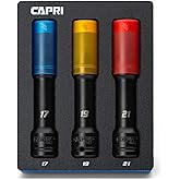 Capri Tools 1/2 in. Drive Extended Wheel Lug Nut Socket Set with Non-marring Protective Sleeve, 17, 19, 21 mm, 3-Piece
