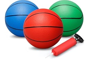 Dilabnba 7" Mini Rubber Replacement Basketballs for Basketball Hoop, Toddler Soft Beach Pool Bouncy Ball Sports Party Game for Kids(3PCS)