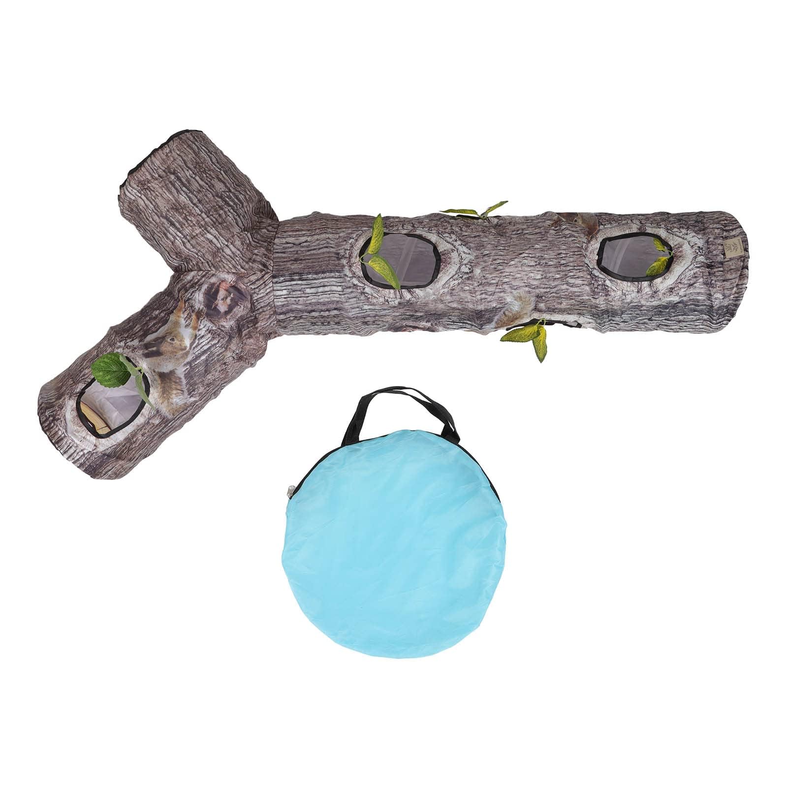 Cat Tunnel, Bunny Tunnel Cat Tube 3 Way Cat Tunnel Ferret Tunnel Cat Tunnels for Indoor Cats Large Ferret Tube Wood Grain Pet Tube