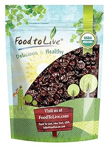 Organic Montmorency Dried Tart Cherries, 2 Pounds — Lightly Sweetened, Pitted, Non-GMO, Kosher, Unsulfured, Sour, Bulk