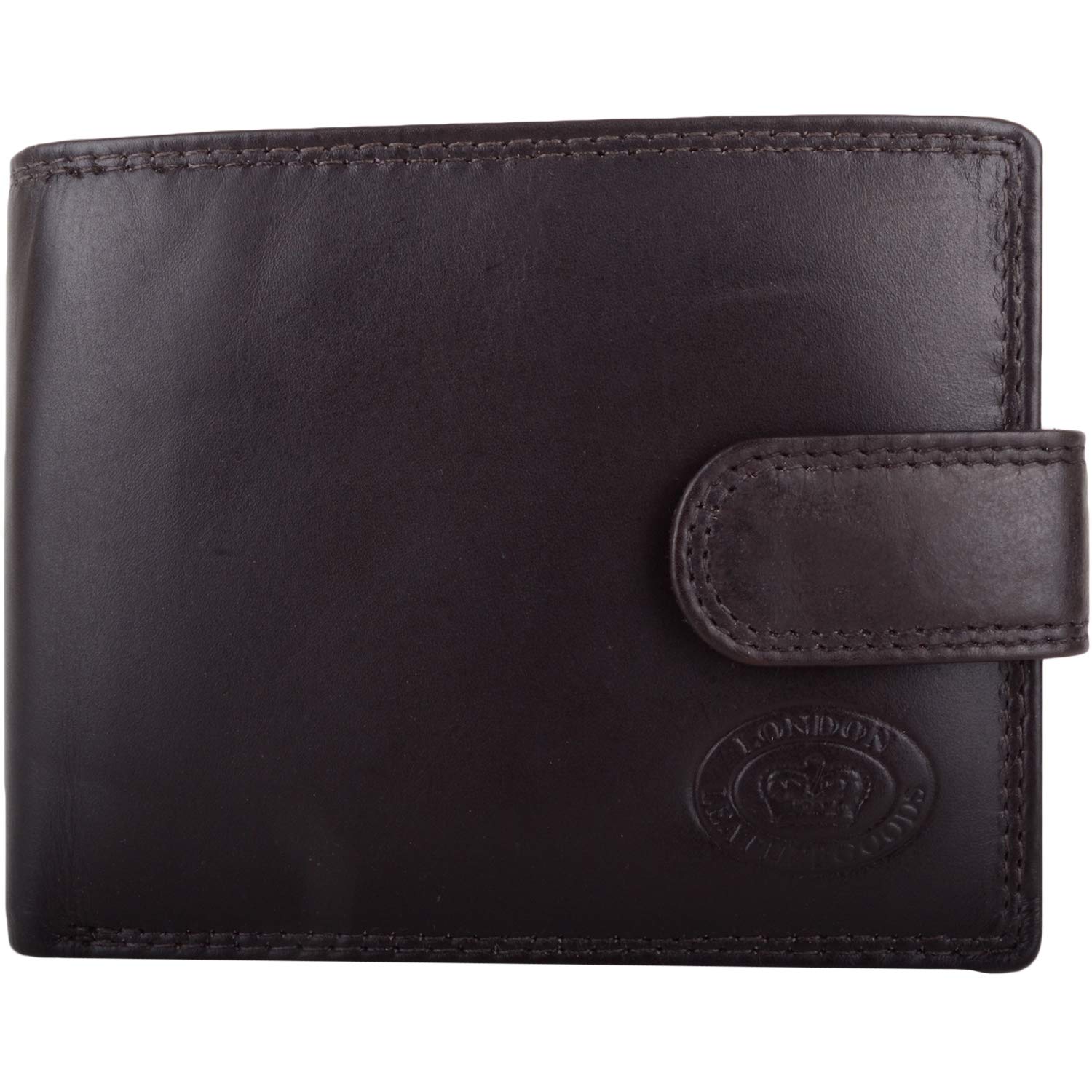 Valita Mens Soft Leather Bi-Fold RFID Preotected Coin/Money Wallet - Dark Brown