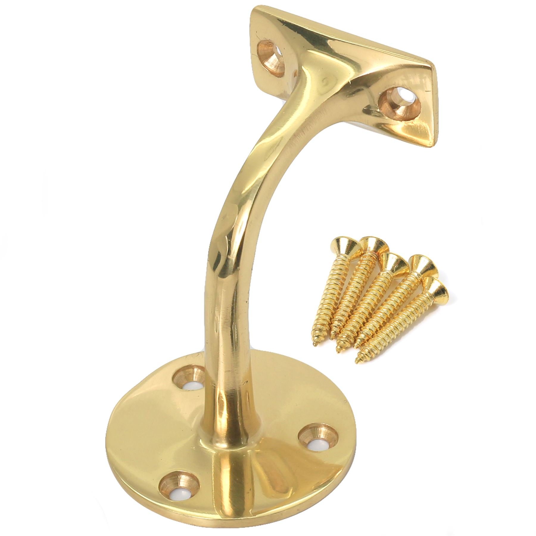 5X Polished Brass Handrail Wall Brackets & Screws