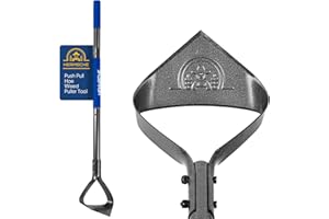 Hermsche Hoe Garden Tool, Heavy Duty Triangle 52.7" Manual Weeder with Long Handle, Carbon Steel Weed Removing Action Hoe Cultivator for Weeding, Digging, Loosening Soil, Hoeing, Edging