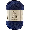 TEHETE 100% Merino Wool Yarn for Knitting 3-Ply Luxury Warm Soft Lightweight Crochet Yarn(Navy Blue,3Balsl)