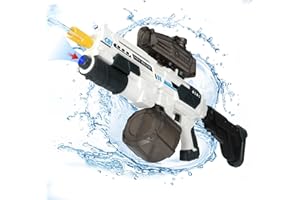 AFQJF Electric Water Gun, Powerful Squirt Gun Toys Up to 32 FT, Automatic Water Absorption Super Water Soaker Gun with High Capacity 1350CC, Double Shooting Mode Water Blaster Gun Toys for Kid Adult (White)