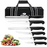 Mossy Oak Kitchen Knife Set, 6 PCS Chef Knives with Roll Bag, Sharp Stainless Steel Camping Knife for Cutting Meat, Fruits & Vegetables, Practical Gifts Knife Set for Women Men Cooking Lovers
