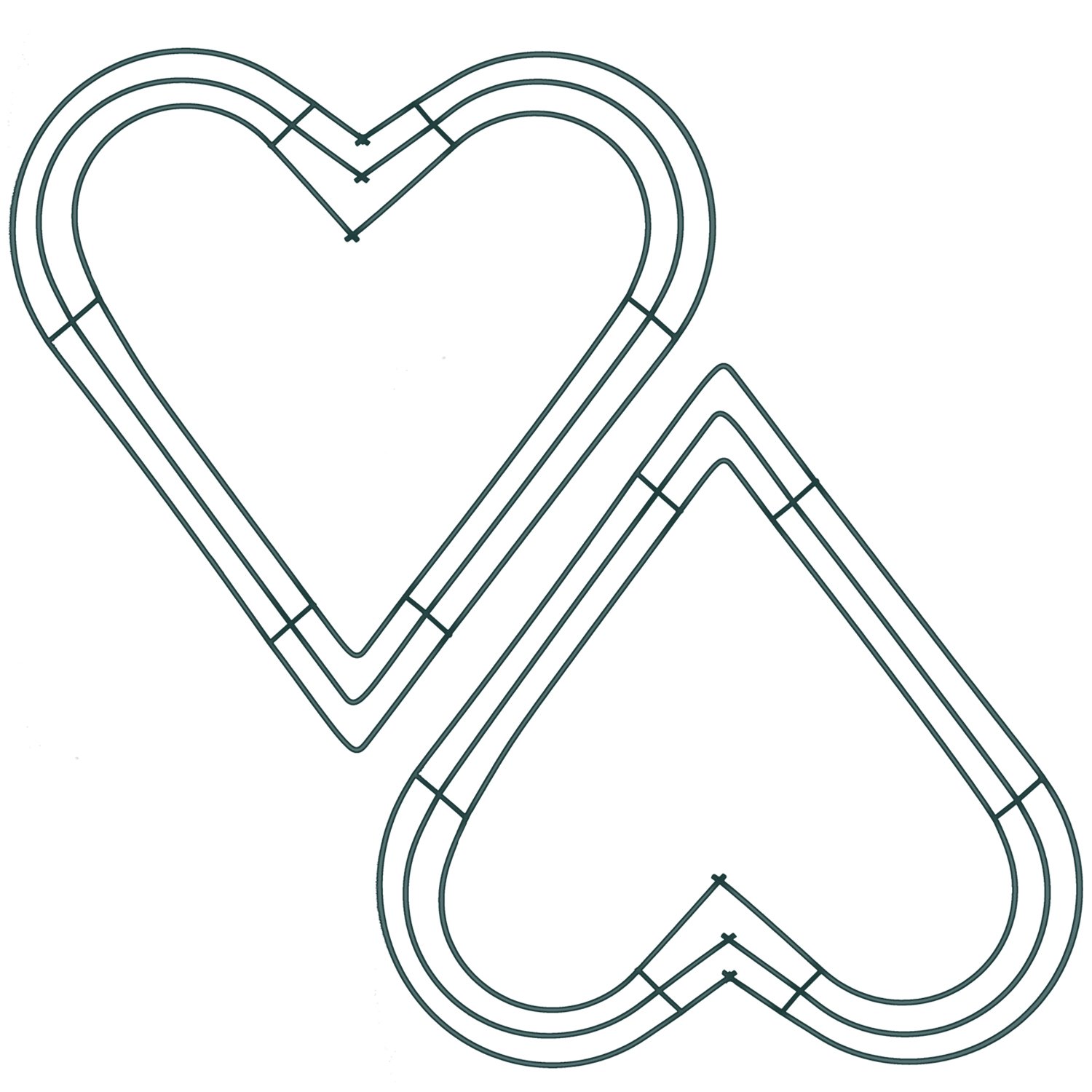Pack of 2 Valentines Heart Shaped Wire Wreath Frame 12 Inches Dark Green Metal Wreath Frame for Valentine's Day DIY, Floral Decorations on Weddings, Proposal, Greeting Party, Celebrations
