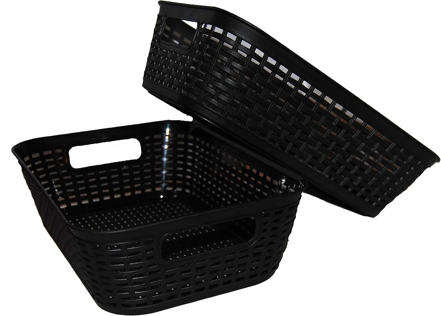 Party Now WovenLooking Plastic Shallow Rectangular Bins