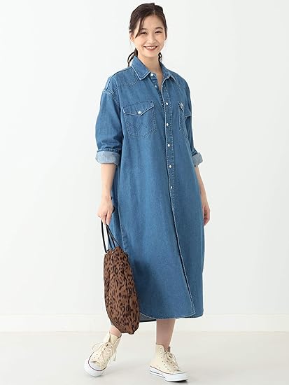 Amazon ビーミング ライフストア By ビームス Wrangler B Ming By Beams 別注 ワンピース ウエスタン ワンピース aw レディース Lt Indigo M ワンピース チュニック 通販