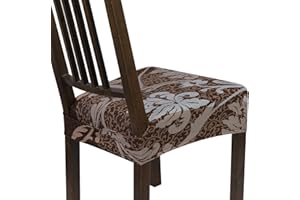 NIBESSER Dining Chair Seat Covers Set of 4,Stretch Soft Removable Washable Chairs Covers for Dining Room, Seat Cushion Slipcovers Protector for Kitchen Armless Chairs (Rear-Covered,Brown)