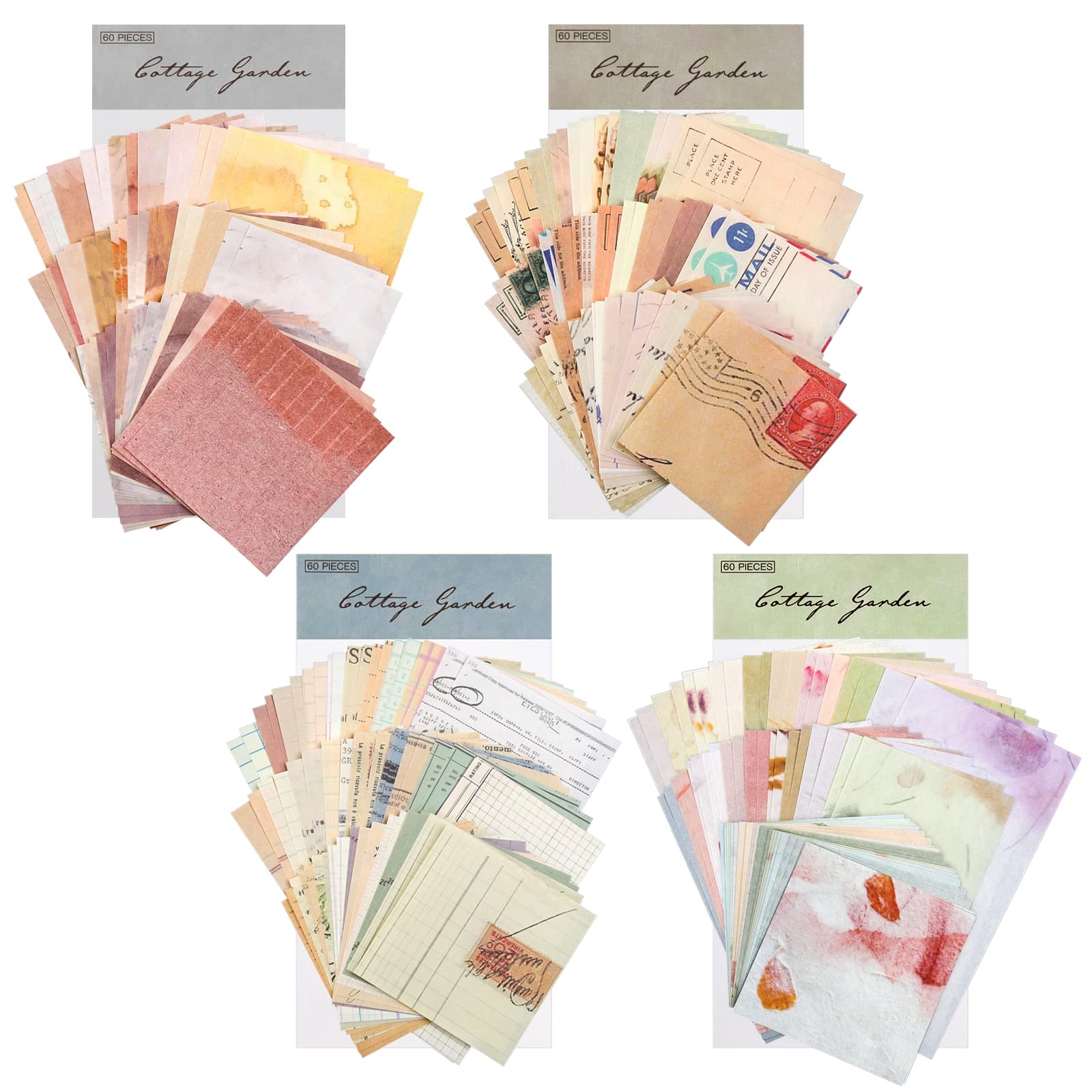 240pcs Vintage Scrapbooking Supplies Scrapbook Paper journaling suppliespatterned Craft Scrap Book Set Aesthetic Decorative Paper Stationery 120 Different Patterns DIY Craft Postmark Design and Grid