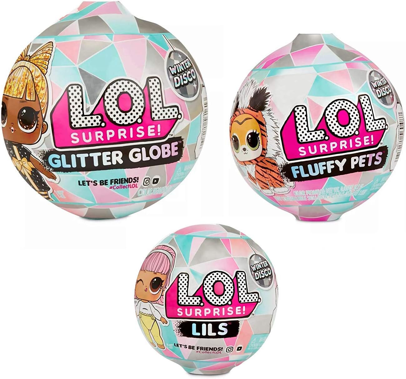 LOL Surprises Winter Disco Glitter Globe Series Doll, Fluffy Pets, and Lils
