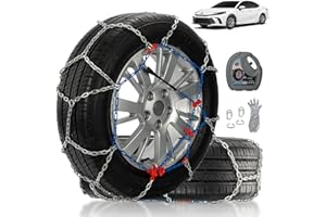 HILLCLYM Snow Chains for Car Tires, Tire Chains for Passenger Cars, Sedan, SUVs, Quick Fit & Easy Installation Snow Tire Chains, Portable Reusable Emergency Tire Traction Chain, Set of 2 (HP1550)