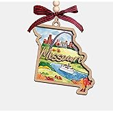 Moonlit93 Missouri State Christmas Wooden Ornament - 2-Layer Laser-Cut Wooden Keepsake - Rustic Holiday Decor & Ideal Travel Gift for Women Men Family & Friends - Missouri Locals Gift