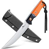 Purple Dragon Outdoor Knife for Boning - Trailing Point Boning Knife Orange | Forged from a Single Piece of D2 Steel, Full Tang G10 Handle, Gift Box