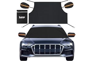 Sfee Car Windshield Snow Cover, Winter 85"x50" UV Protection Cover Magnets Double Side Design 210T Waterproof with Side Mirro