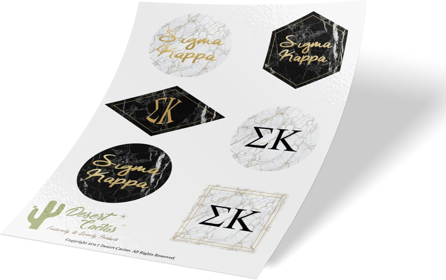 Sigma Kappa Sorority Sticker Vinyl Decal Laptop Water Bottle Car (Marble Sheet)