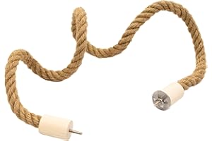 LOVELY LITTLE FLYERS Bird Rope Perch for Parrots, Bendable Natural Jute Boing with Pine Wood and Stainless Steel Mount, Cotton Alternative Boing, Cage Accessory for Parrots, Bird Perch (Brown, 4 feet)