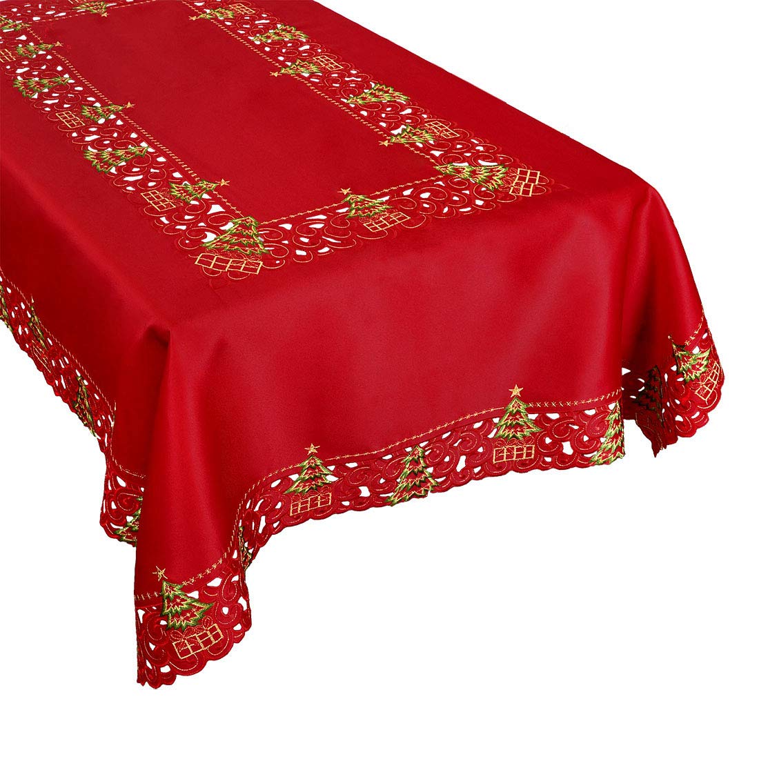 Buy Grelucgo Embroidered Christmas Holiday Holly Tree Tablecloth (57 ×