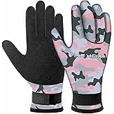 XUKER Neoprene Gloves Men Women, 3mm Camouflage Patterned Winter Wetsuit Gloves Keep Warm for Scuba Diving Surfing Swimming Fishing Water Sports