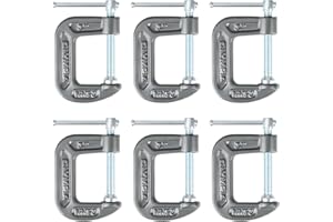 Olympia Tools Heavy Duty Cast Iron C-Clamps with 1-Inch Jaw Opening and 1-Inch Throat, 6 Pack