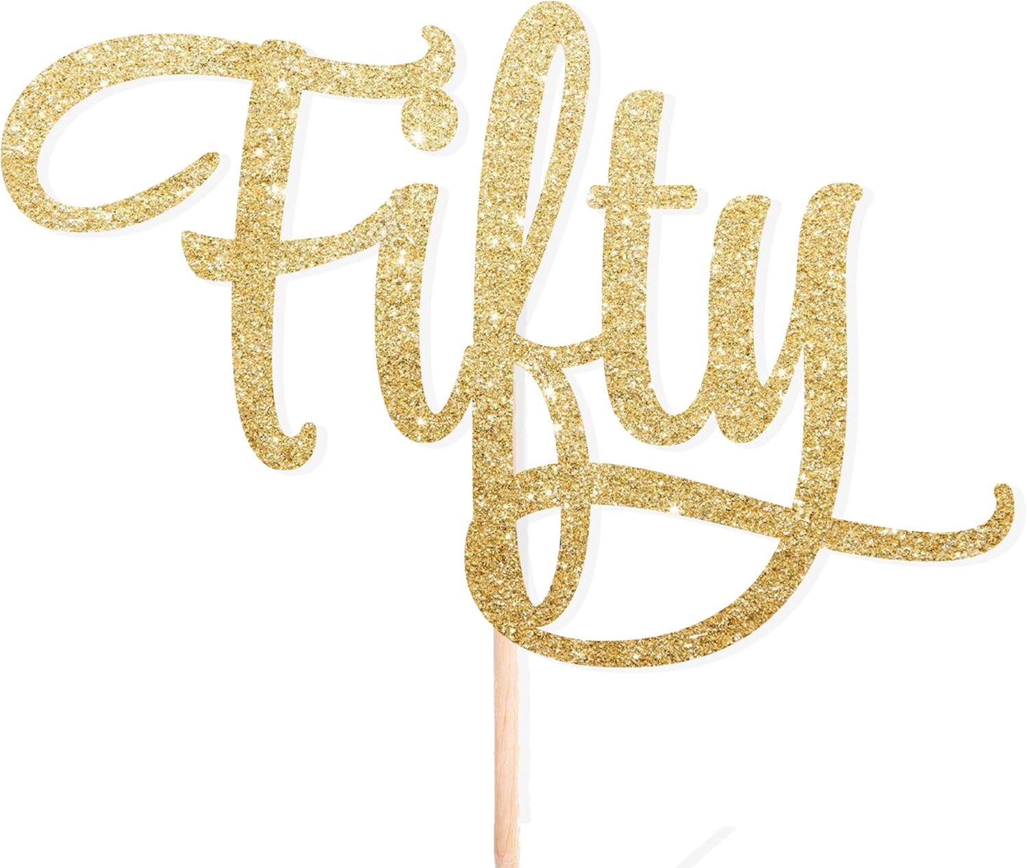 Fifty Gold Glitter Cake Topper 50 Birthday Party 50th Fiftieth Toppers