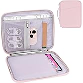 Tablet Bag for Women, Padded Carrying Sleeve Case for iPad Pro 12.9 M2/M1/2018-2020, Surface Pro 9/8/X, 12.4” Galaxy Tab S9+/S8+ (PU-Pink12.9)